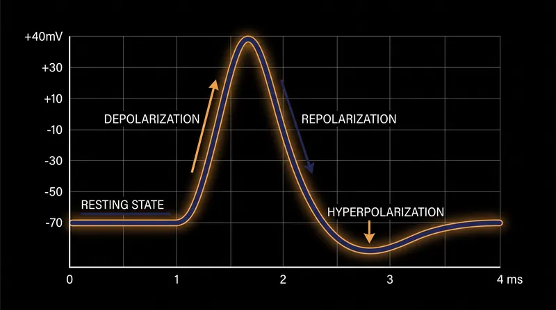 The voltage dynamics of a single action potential spike.