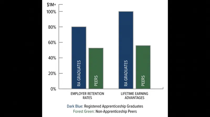 The 93% retention rate of RAP graduates drastically reduces long-term recruitment costs for employers.