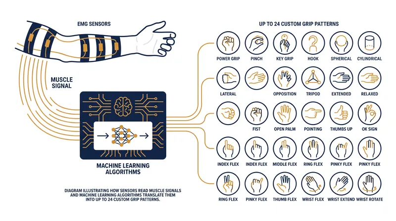 How machine learning algorithms translate muscle signals into intuitive, multi-articulating grips.