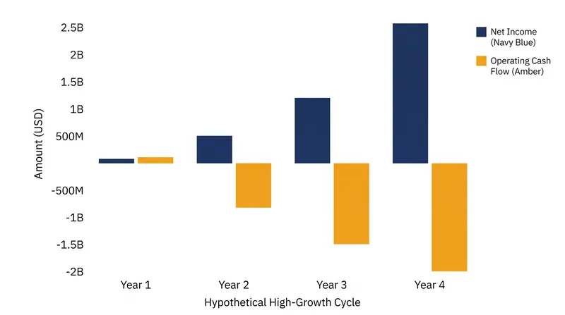 Rapid sales growth often creates a dangerous divergence between recognized profit and actual liquidity.