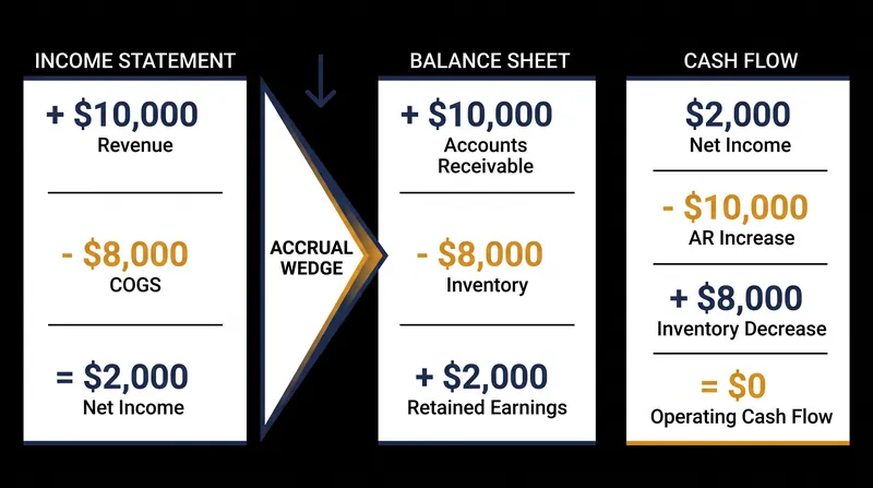 How a highly profitable $10,000 credit sale results in zero immediate cash flow.