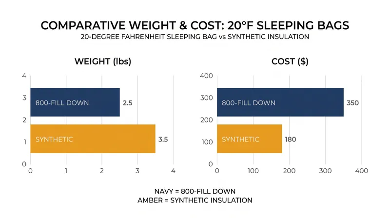 Down insulation offers significant weight savings but carries a substantial cost premium.