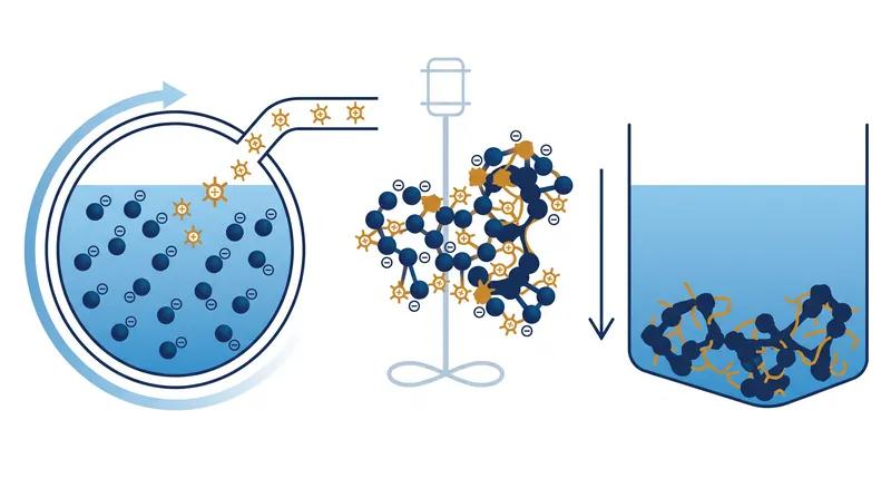 Coagulation neutralizes the electrical charges of suspended particles, allowing them to bind together into heavier clusters.