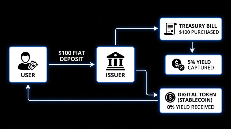 Stablecoin issuers generate revenue by capturing the yield on the reserve assets backing the digital tokens.