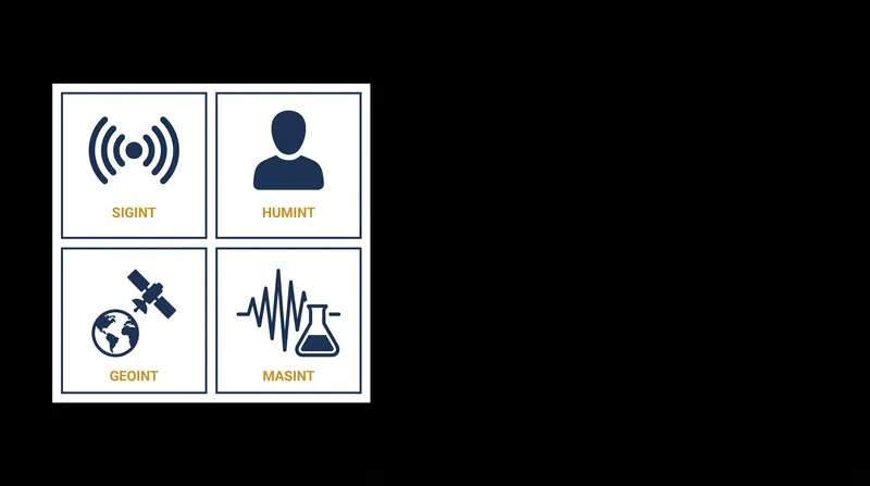 The four primary collection disciplines each target different aspects of adversarial capabilities and intent.