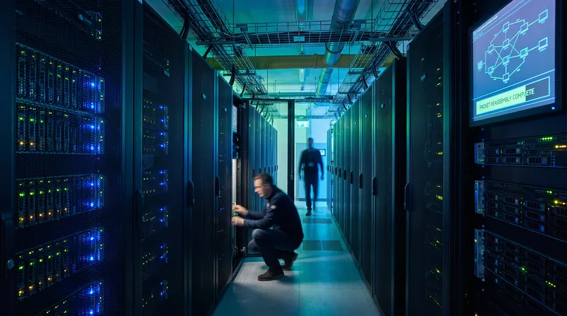 Destination servers strip away network frames to reassemble the original data payload.