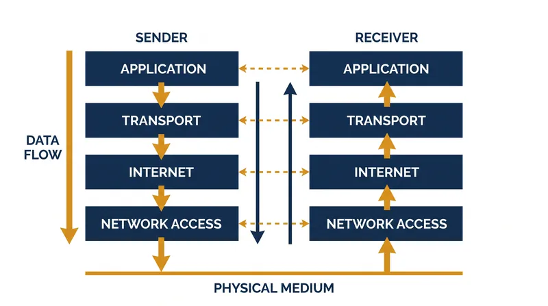 The four layers of the TCP/IP model.