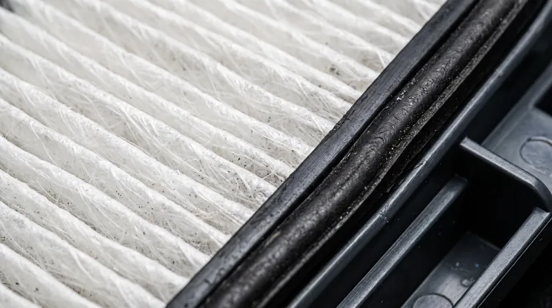 A thick rubber gasket is essential to ensure air does not bypass the dense HEPA filter.