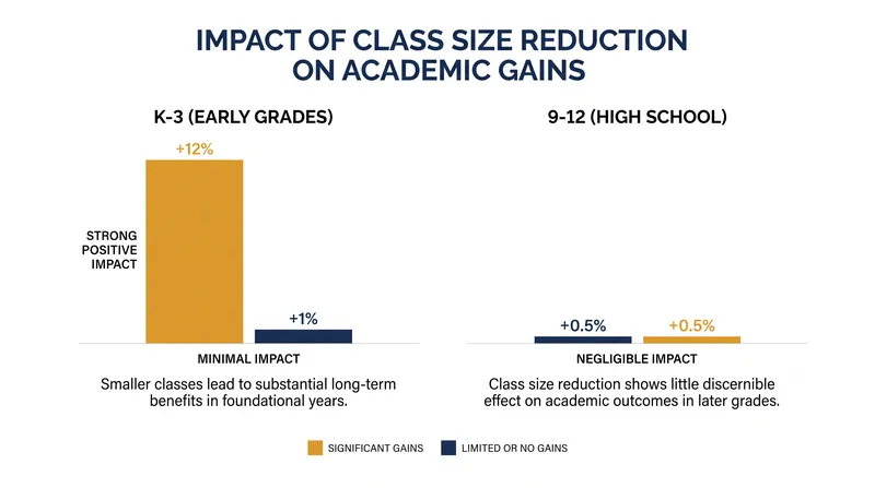 The academic benefits of smaller classes diminish significantly as students progress into higher grade levels.