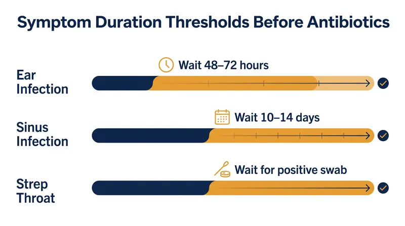 Evidence-based waiting periods before bacterial infections can be accurately diagnosed and treated.