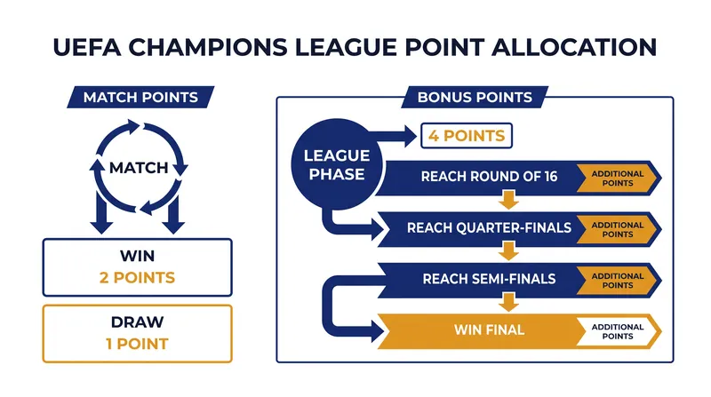 Champions League matches offer the highest point yields, heavily weighting the coefficient toward clubs that consistently reach the premier competition.