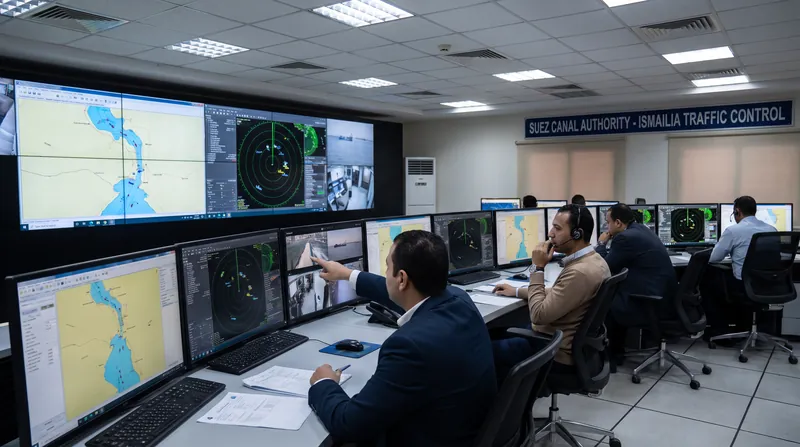 The Suez Canal Authority manages daily convoys and sets dynamic toll rates based on global shipping economics.