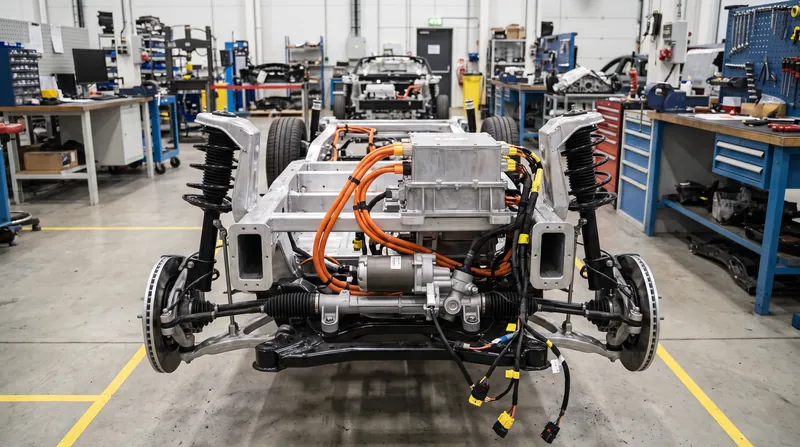 A road-wheel actuator mounted directly to the front axle receives digital commands to turn the wheels.