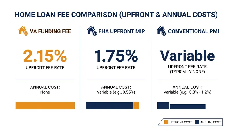 The VA funding fee replaces the ongoing monthly mortgage insurance premiums charged by conventional and FHA lenders.
