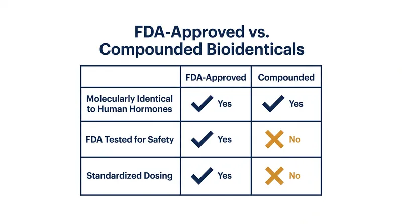 Both pathways can provide bioidentical hormones, but only FDA-approved options guarantee standardized dosing and rigorous safety testing.