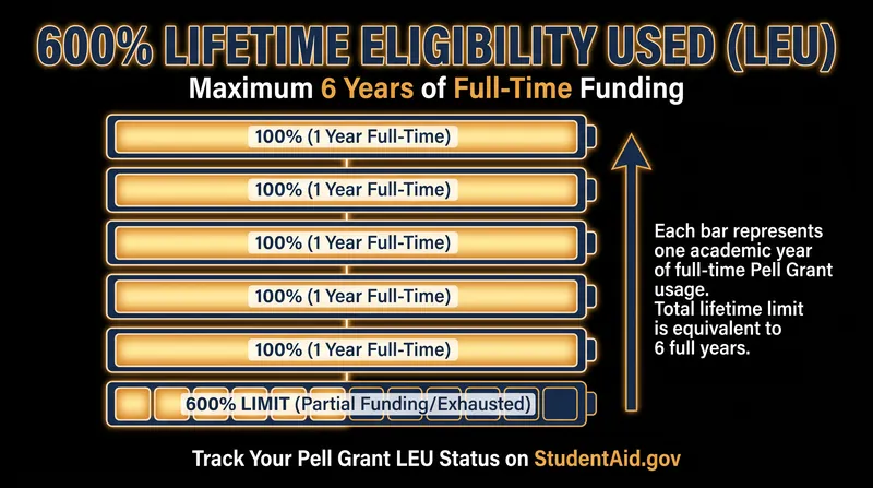 Students are limited to 600% Lifetime Eligibility Used, equivalent to six years of full-time funding.