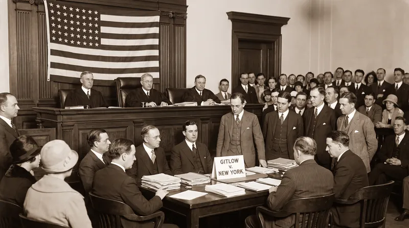 The 1925 Gitlow v. New York decision marked the first time the Supreme Court applied First Amendment protections to state actions.