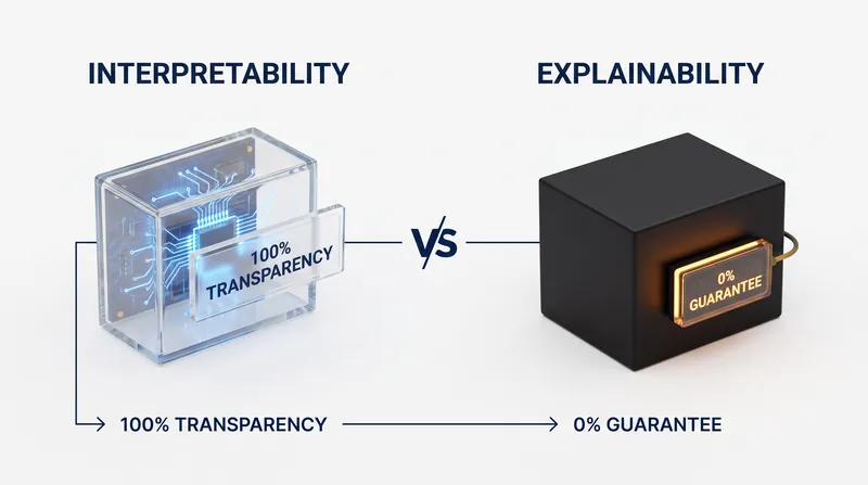 Post-hoc explainability modules offer no mathematical guarantee that their narrative matches the black-box model's true internal mechanics.