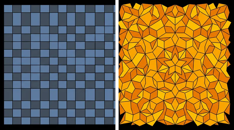 Unlike periodic tessellations that repeat predictably, quasi-crystalline patterns fill a plane infinitely without ever duplicating their exact arrangement.