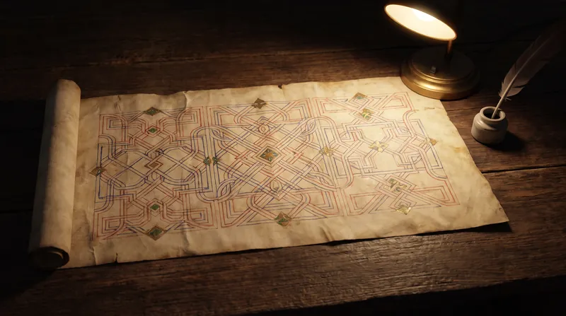 Architectural scrolls served as master templates, allowing complex geometric systems to be transmitted across the Islamic world.