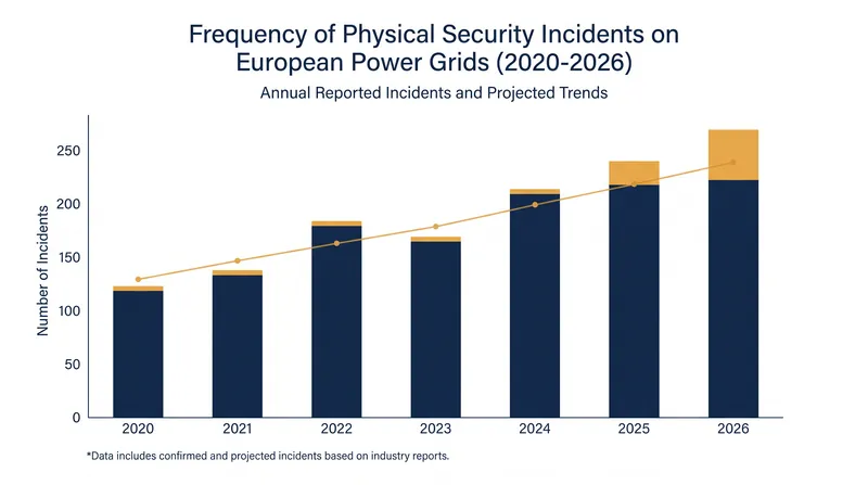 Physical security incidents targeting European transmission infrastructure have steadily increased over the past five years.