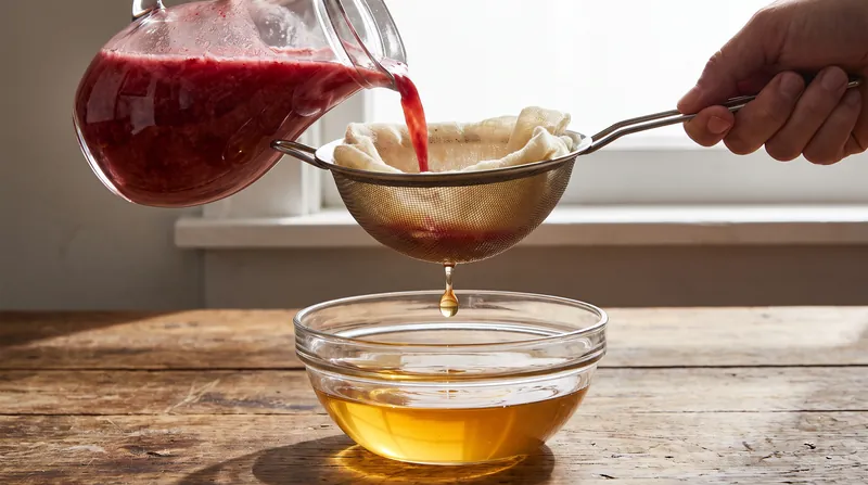 The coagulated curds form a natural filter bed, trapping suspended particulates as the liquid drips through.