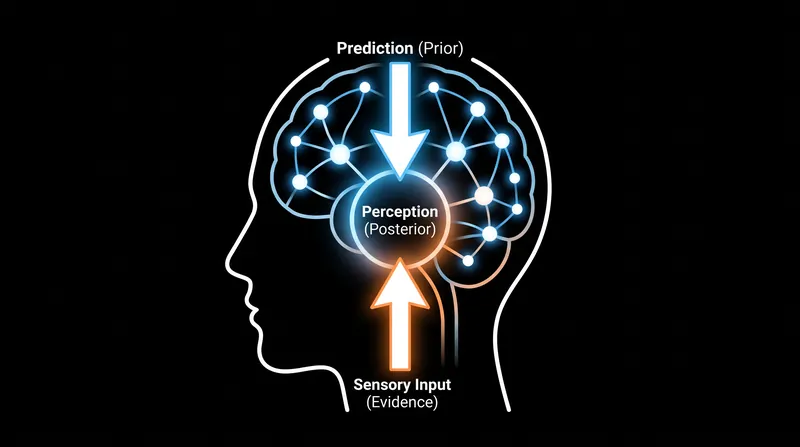 Predictive coding suggests the brain constantly projects priors and only processes sensory data that contradicts them.