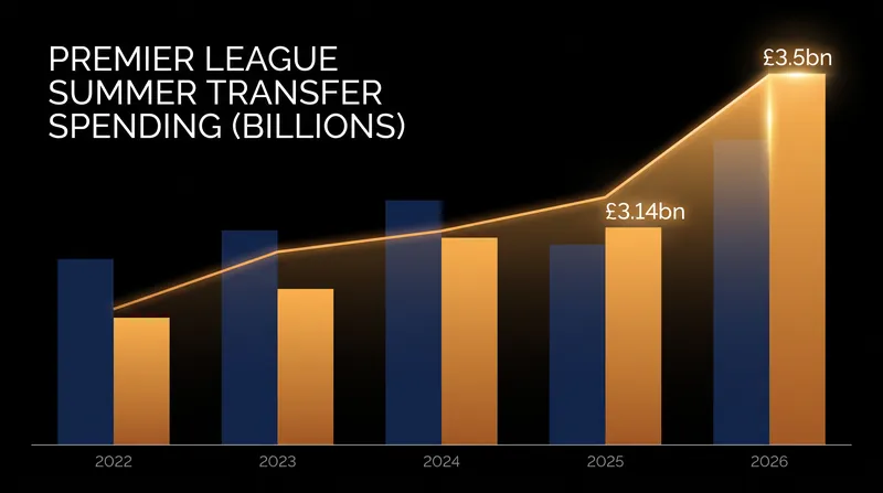 Total Premier League spending eclipsed the previous £3.14 billion record set just 12 months prior.