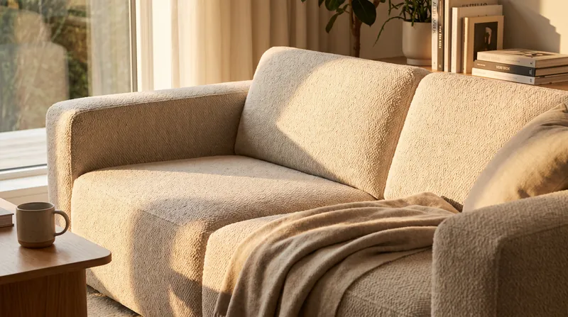 For a primary living room sofa, fabrics rated for heavy-duty residential use offer the best balance of durability and comfort.