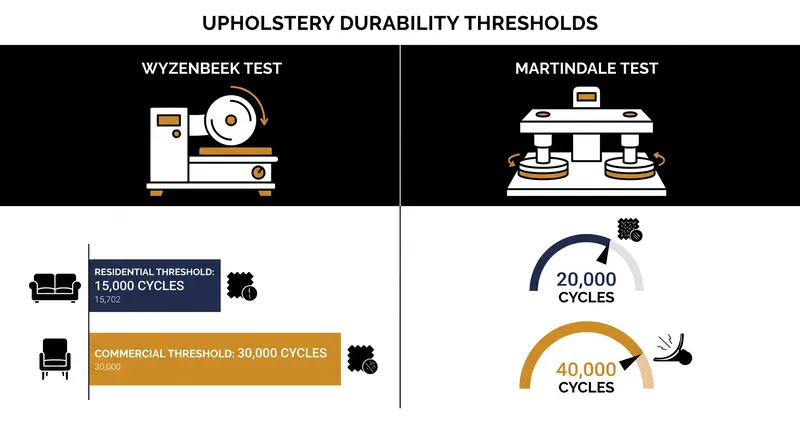 Minimum abrasion thresholds for residential and commercial upholstery.