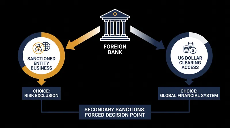 Secondary sanctions leverage access to the US financial system to enforce compliance globally.