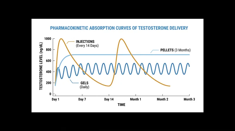 Different delivery methods result in vastly different serum testosterone curves over time.