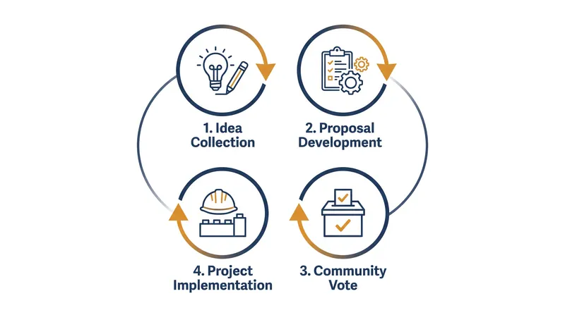 The standard four-step cycle used by municipalities to execute participatory budgeting.