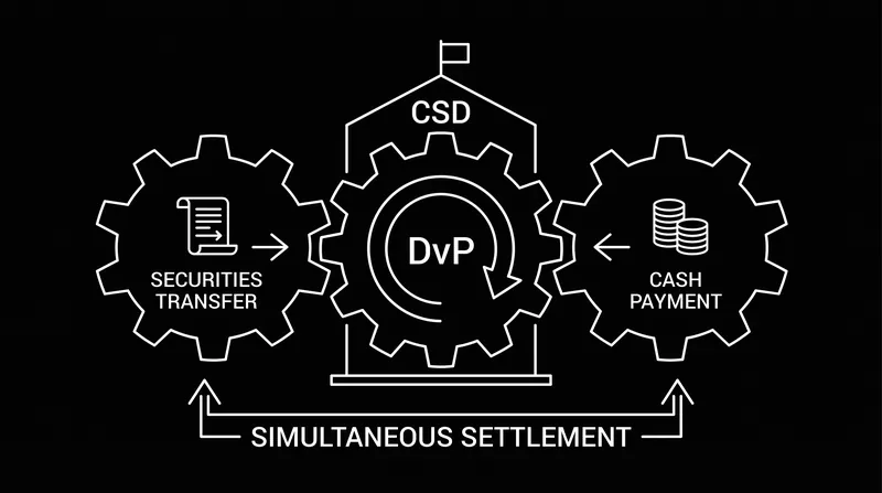 Delivery versus Payment (DvP) ensures that assets and funds change hands simultaneously, eliminating principal risk.