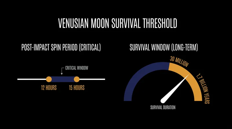 The survival of a Venusian moon depended heavily on the planet's initial rotation rate.