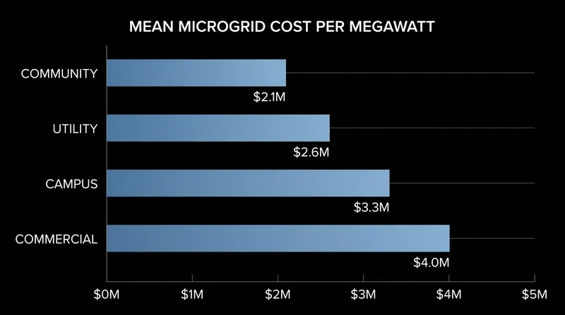 Community microgrids demonstrate higher capital efficiency than commercial counterparts.