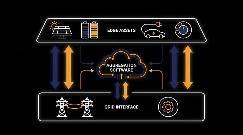 The three core layers that enable distributed energy resources to function as a unified power plant.