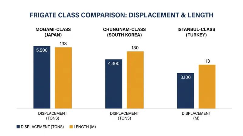 Comparative specifications of the three allied frigate designs currently under evaluation by the U.S. Navy.