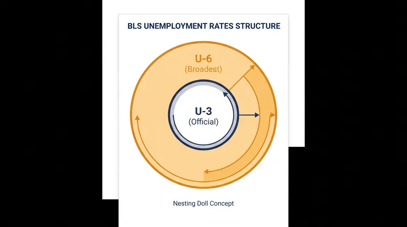 The U-6 rate encompasses the official U-3 metric while adding marginally attached and involuntary part-time workers.