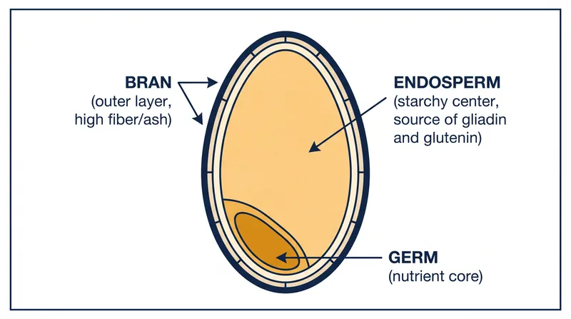 White flour is milled exclusively from the starchy endosperm, while whole wheat flour includes the bran and germ.