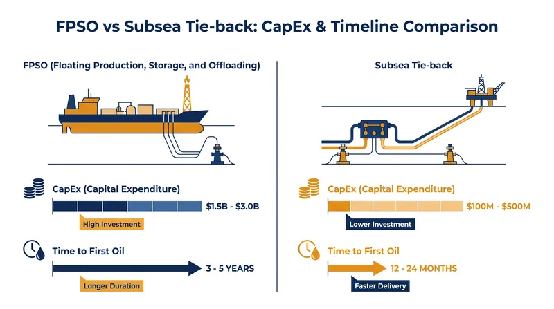 Subsea tie-backs offer a fraction of the capital cost and a much faster route to first oil.