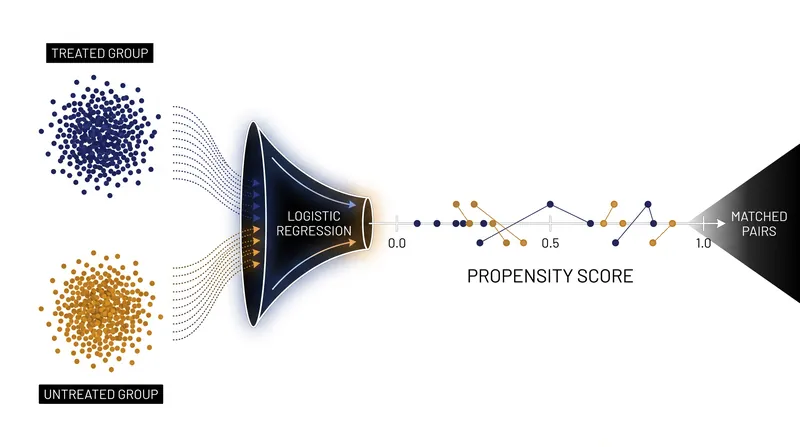 The propensity score compresses multiple patient variables into a single probability metric used for matching.