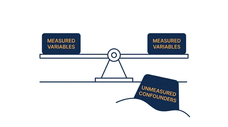 PSM can only balance the variables recorded in the dataset, leaving studies vulnerable to unmeasured confounding.
