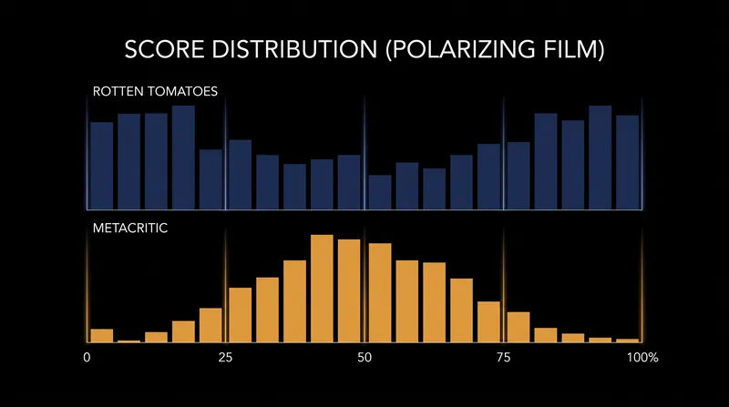 Polarizing films often score lower on binary platforms while achieving mixed averages on continuous scales.