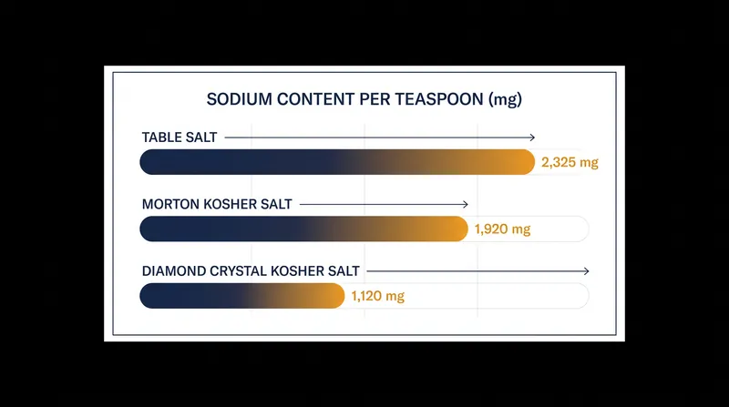 Because of varying crystal densities, substituting salt by volume can drastically alter a recipe's sodium content.