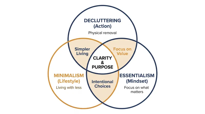 The three concepts operate on different levels: action, lifestyle, and cognitive framework.