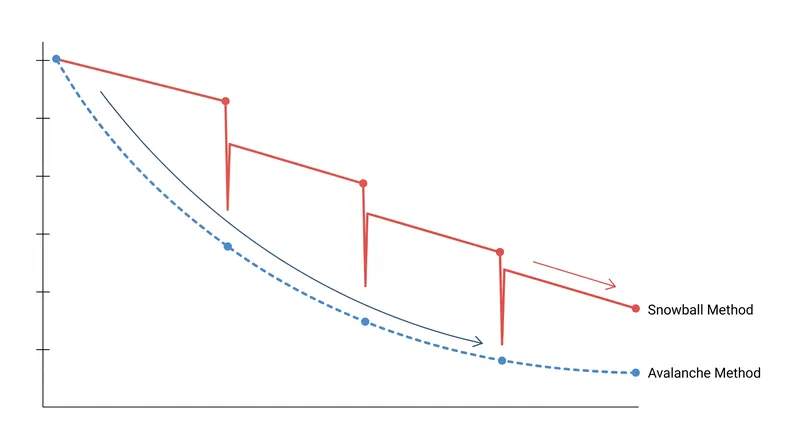 While the avalanche method reduces the principal faster, the snowball method provides earlier account closures.