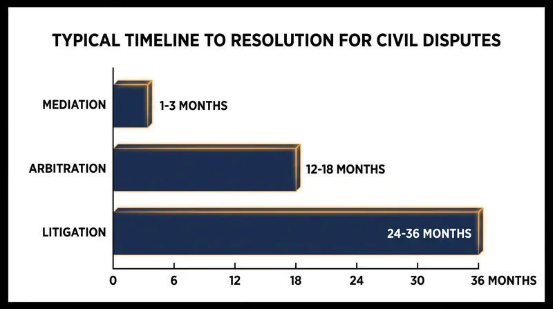 Typical timelines from the initiation of a dispute to a final resolution or trial date.