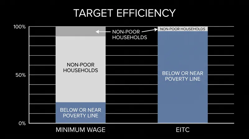 Target efficiency measures how much of a policy's economic benefit actually reaches households living in poverty.