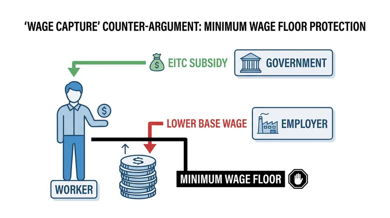Some economists argue the minimum wage is necessary to prevent employers from lowering base pay to capture the EITC subsidy.